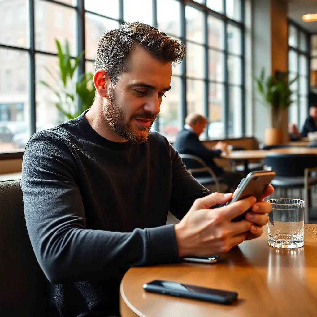 Persoon die mobiele budgetapps gebruikt op smartphone