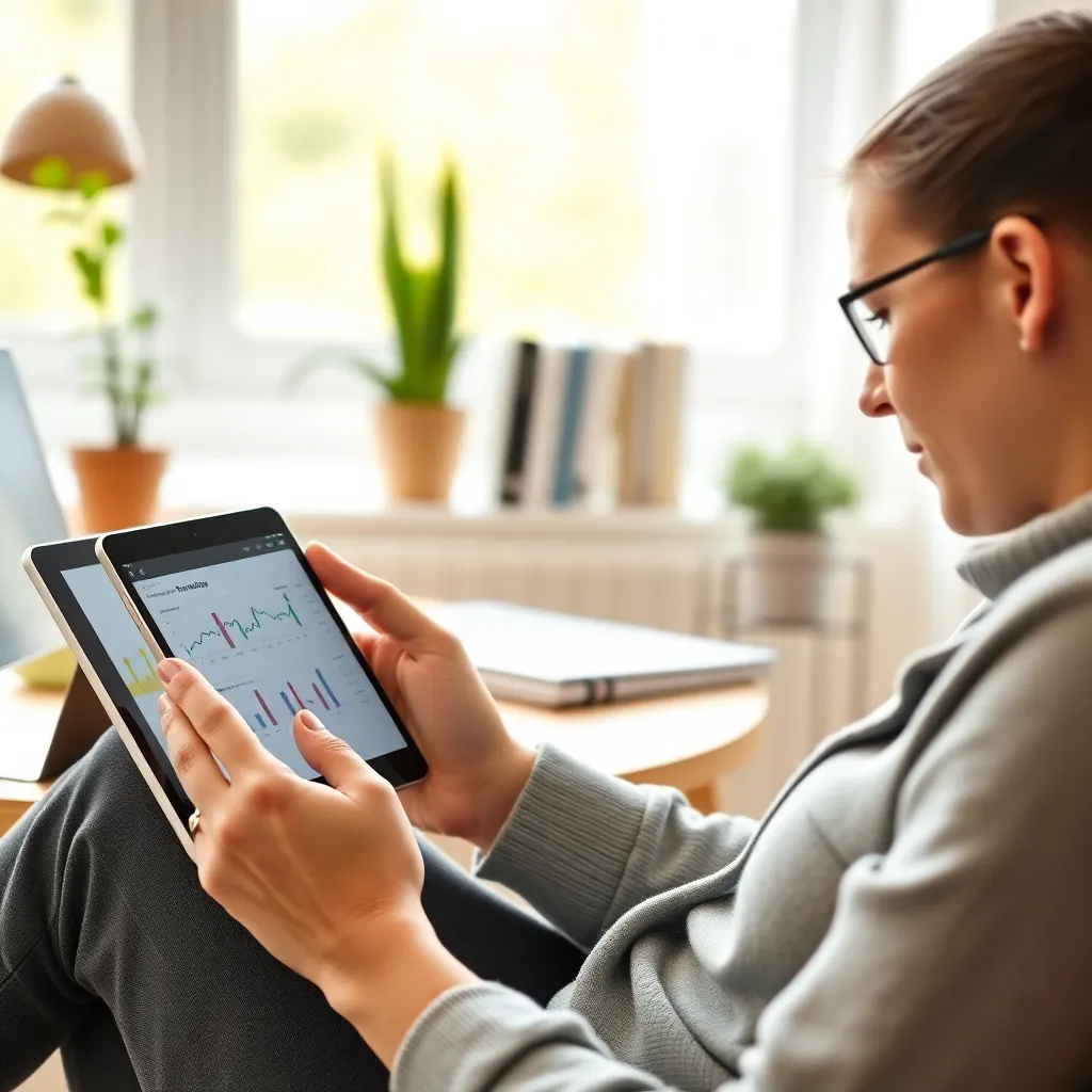 Persoon die mobiele budgetapps gebruikt op smartphone