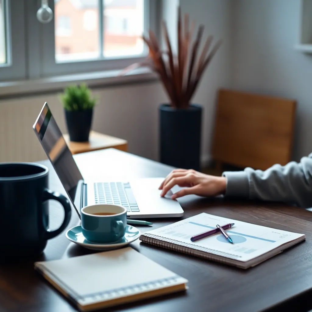 Persoon die financiële documenten analyseert aan bureau