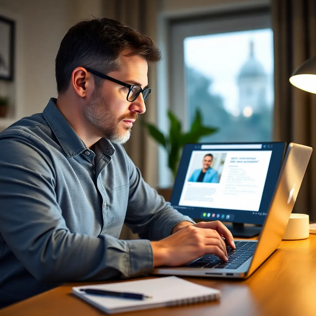 Persoon die online webinar over schuldbeheer volgt op laptop